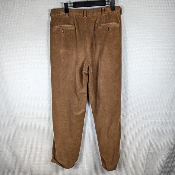 Brooks Brothers 346 Corduroy Pants 36x32 Brown Pleated Cotton Dress Trousers - Picture 2 of 3